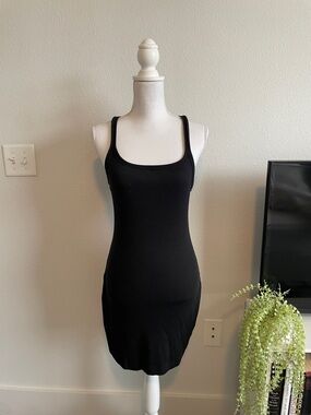 ASOS DESIGN ribbed strappy square neck mini dress in black